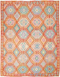 Tappeto Kilim Afghanistan Geometrico Arancione Azzurro 179x233 Cm