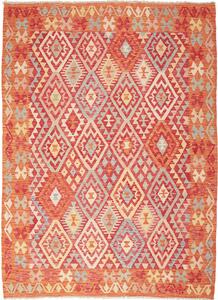 Tappeto Kilim Afghanistan Geometrico Arancio Rosso 175x238 Cm