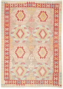 Tappeto Kilim Afghanistan Geometrico Beige Rosso 176x246 Cm