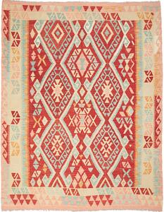 Tappeto Kilim Afghanistan Geometrico Rosso Celeste 180x231 Cm
