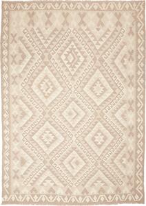 Tappeto Kilim Afghanistan Geometrico Grigio Beige Crema 173x245 Cm