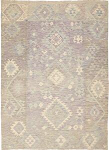 Tappeto Kilim Afghanistan Geometrico Lavanda Azzurro 172x243 Cm