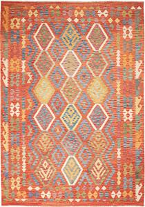 Tappeto Kilim Afghanistan Astratto Terracotta Policromo 205x293 Cm