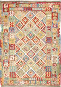 Tappeto Kilim Afghanistan Geometrico Multicolore Brillante 203x287 Cm