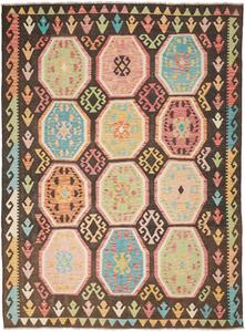 Tappeto Kilim Afghanistan Geometrico Marrone Pastello 175x239 Cm
