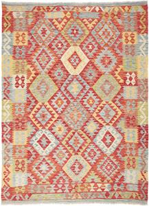 Tappeto Kilim Afghanistan Geometrico Rosso Azzurro 173x239 Cm