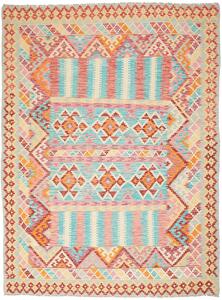 Tappeto Kilim Afghanistan Geometrico Azzurro Rosa 184x247 Cm