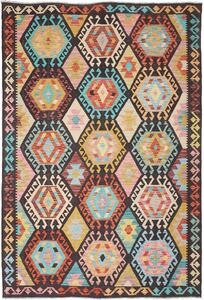 Tappeto Kilim Afghanistan Geometrico Multicolore Marrone 169x247 Cm