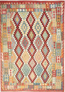 Tappeto Kilim Afghanistan Astratto Multicolore Vivace 205x293 Cm