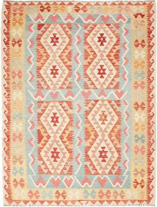 Tappeto Kilim Afghanistan Astratto Blu Acqua Corallo 181x238 Cm