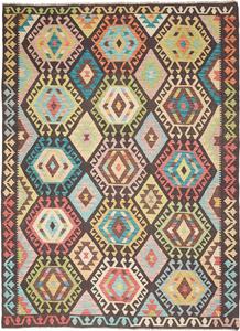 Tappeto Kilim Afghanistan Geometrico Multicolore Scuro 174x238 Cm