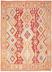Tappeto Kilim Afghanistan Geometrico Arancio Rosso Crema 182x248 Cm
