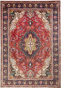 Tappeto Tabriz Persia Medaglione Rosso Blu 200x295 Cm