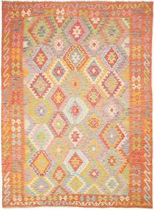 Tappeto Kilim Afghanistan Geometrico Multicolore Arancio 184x251 Cm