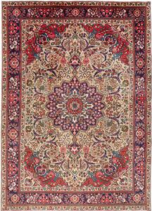 Tappeto Tabriz Persia Medaglione Beige Blu 210x295 Cm