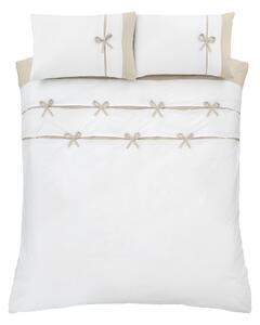 Set copripiumino e federa bianco per letto matrimoniale e per letto esteso 230x220 cm Milo Bow – Catherine Lansfield