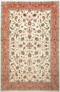 Tappeto Tabriz 50 Raj Persia Medaglione Avorio Salmone 202x308 Cm