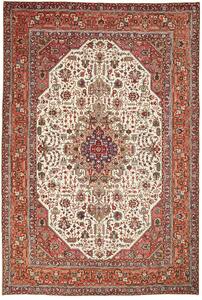 Tappeto Tabriz Persia Medaglione Crema Rosso 203x302 Cm