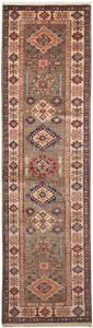 Tappeto Kazak Fine Pakistan Geometrico Verde Salvia Crema 82x305 Cm