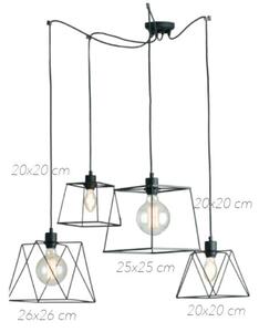 Sospensione brooklyn poligonale nera 4xe27 250cm i-brooklyn-s4