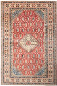 Tappeto Kazak Fine Pakistan Medaglione Rosso Blu 204x308 Cm
