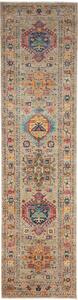 Tappeto Tribal Pakistan Geometrico Beige Policromo 78x304 Cm
