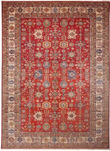 Tappeto Kazak Fine Pakistan Geometrico Rosso Beige 296x406 Cm