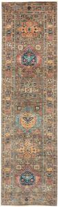 Tappeto Tribal Pakistan Geometrico Marrone Ocra Turchese 81x294 Cm