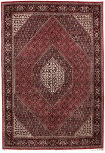 Tappeto Bidjar Con Seta Persia Medaglione Rosso Nero 168x246 Cm