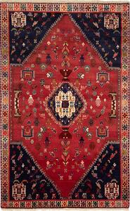 Tappeto Shiraz Persia Medaglione Rosso Blu Scuro 177x280 Cm
