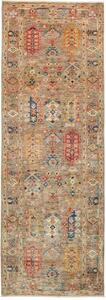 Tappeto Tribal Pakistan Geometrico Greige Colori Vivaci 78x232 Cm