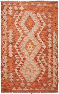 Tappeto Kilim Afghanistan Geometrico Arancio Crema 97x156 Cm