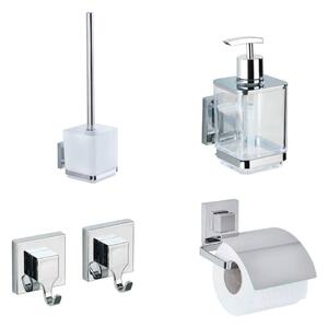 Set di accessori da bagno autoportanti color argento in plastica lucido Quadro - Wenko