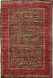 Tappeto Mamlouk Pakistan Geometrico Rosso Verde 200x299 Cm