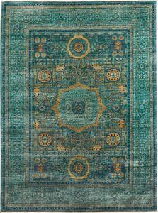 Tappeto Mamlouk Pakistan Medaglione Turchese Oro 148x202 Cm