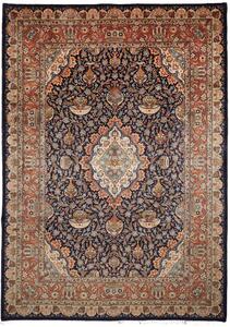 Tappeto Kashamr Zirkhaki Persia Medaglione Blu Scuro Terracotta 248x346 Cm