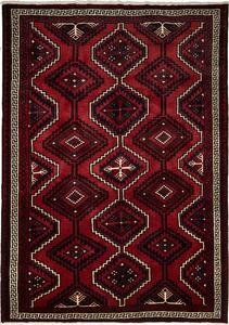 Tappeto Lori Persia Geometrico Rosso Bordeaux Blu 223x307 Cm
