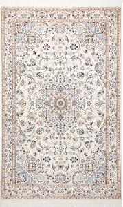 Tappeto Nain 9la Persia Medaglione Crema Azzurro 132x208 Cm