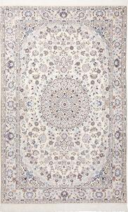 Tappeto Nain 9la Persia Medaglione Avorio Blu 132x205 Cm