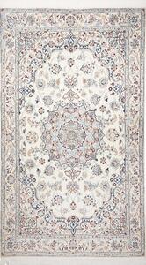 Tappeto Nain 9la Persia Medaglione Avorio Blu 150x237 Cm