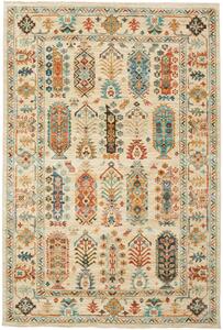 Tappeto Tribal Pakistan Geometrico Crema Multicolore 126x189 Cm