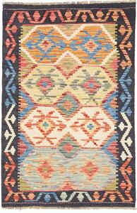Tappeto Kilim Afghanistan Geometrico Grigio Scuro Multicolore 79x120 Cm