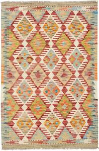 Tappeto Kilim Afghanistan Astratto Crema Rosso 81x121 Cm