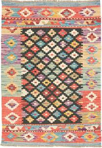 Tappeto Kilim Afghanistan Geometrico Multicolore Su Scuro 80x111 Cm