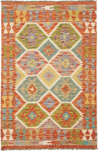 Tappeto Kilim Afghanistan Astratto Arancio Verde 83x126 Cm