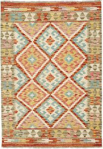 Tappeto Kilim Afghanistan Astratto Crema Azzurro 86x121 Cm