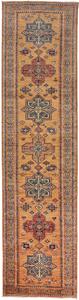 Tappeto Kazak Fine Pakistan Astratto Ocra Blu 78x306 Cm