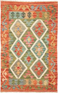 Tappeto Kilim Afghanistan Geometrico Arancio Verde 79x128 Cm