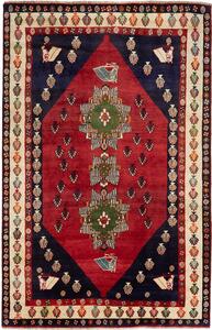 Tappeto Shiraz Persia Astratto Rosso Blu Beige 160x245 Cm