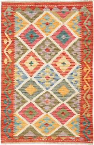 Tappeto Kilim Afghanistan Astratto Multicolore Vivace 84x128 Cm